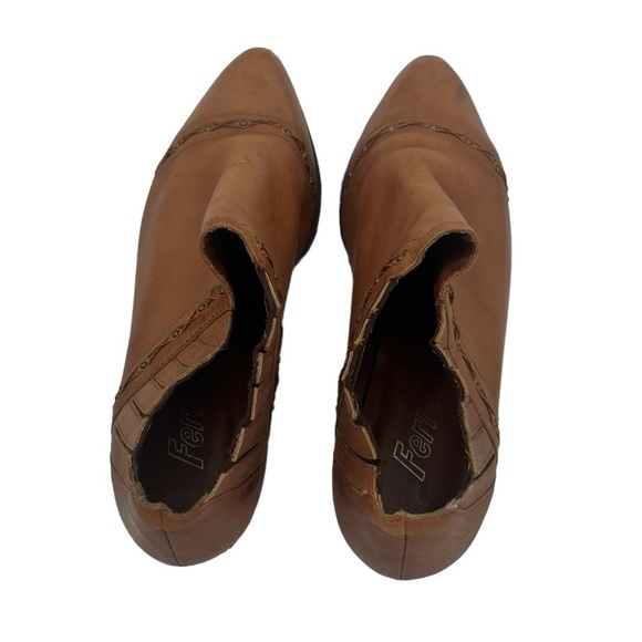 Ferrante Brown Embellished Slip On Leather Ankle Booties Size 7 1/2 Women’s - Picture 5 of 9